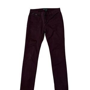 Lauren Ralph Lauren Skinny Pants Womens 4 Purple Burgundy Plum Stretch Slim Fit